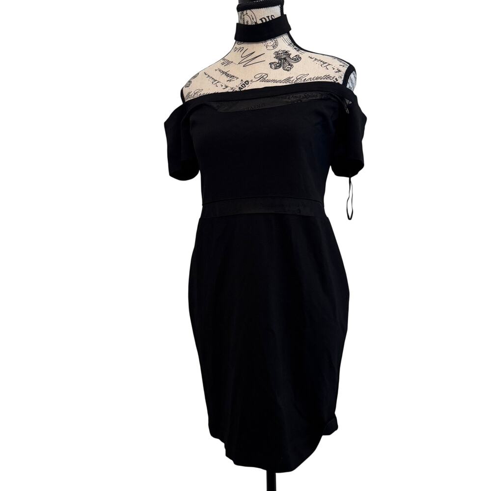 GUESS Los Angeles Black Choker Cold Shoulder Bodycon Mini Dress Size Large